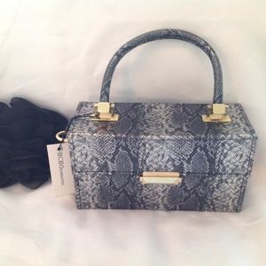 NWT BCBGeneration Faux Silver Python Handbag
